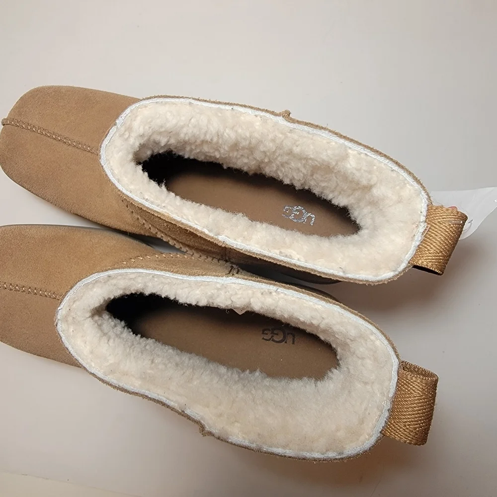 Nwt UGG New Heights Platform Mini Boots Chestnut Suede Womens 9.5 Authentic - Picture 6 of 14